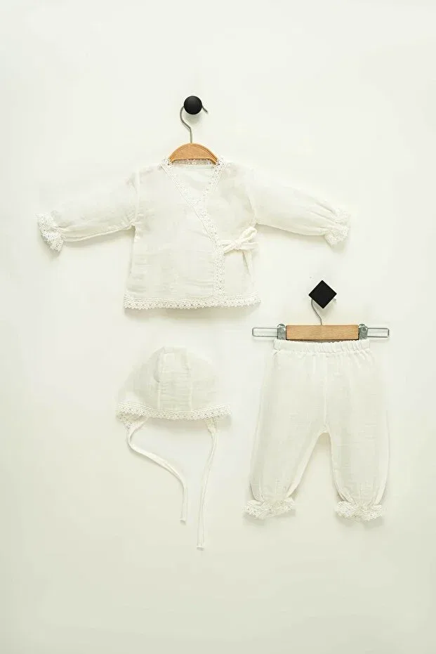 Детский комплект одежды для новорожденных из муслина с гребешками Neu Kids, Ecru