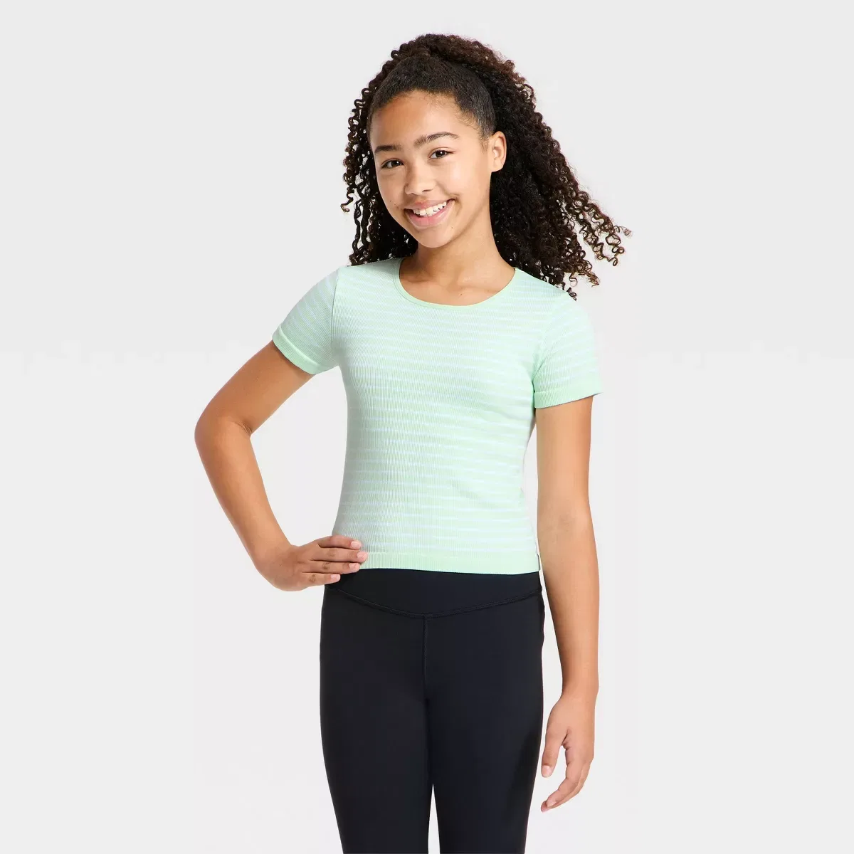 Детская футболка с воротником-стойкой с длинным рукавом KIDS PERFORMANCE, Mint Green