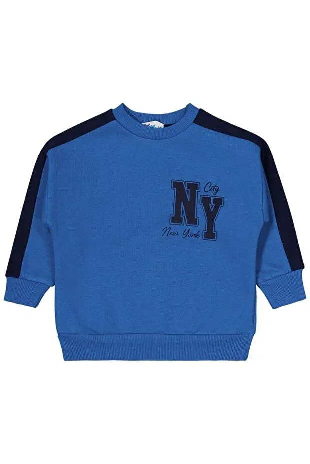 Детский комплект спортивного костюма для мальчиков с принтом Ny Civil Boys, Saks Blue — фото 2