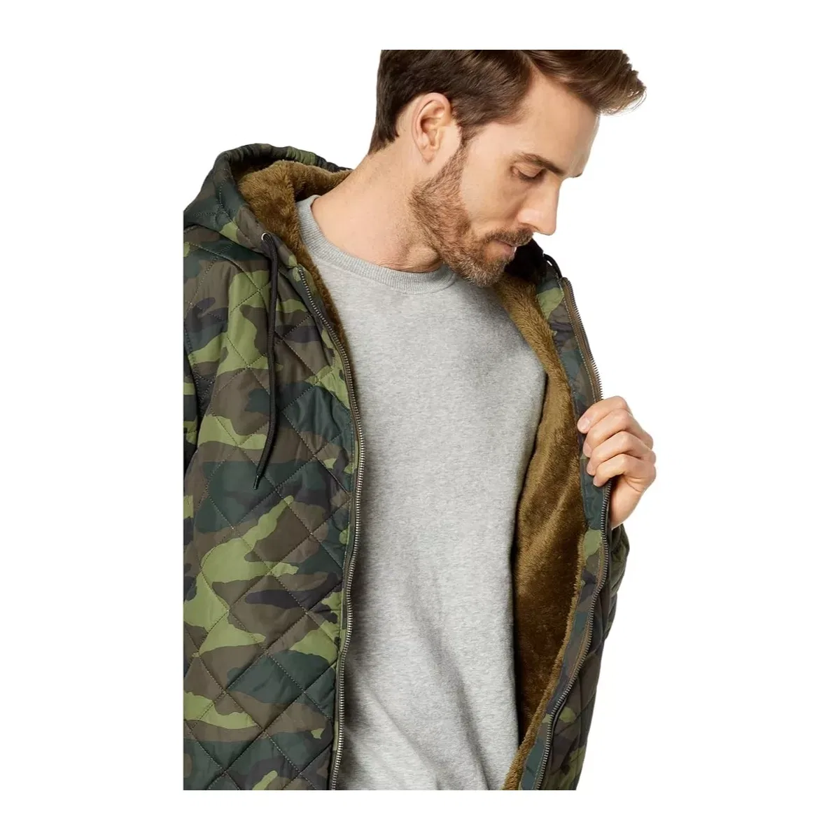 Мужская куртка-бомбер стеганая с принтом U.S. Polo Assn., Army Green — фото 3