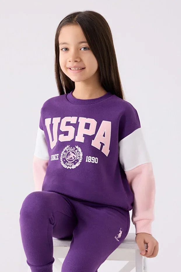 Детский спортивный костюм для девочек хлопковый U.S. Polo Assn., Purple — фото 2