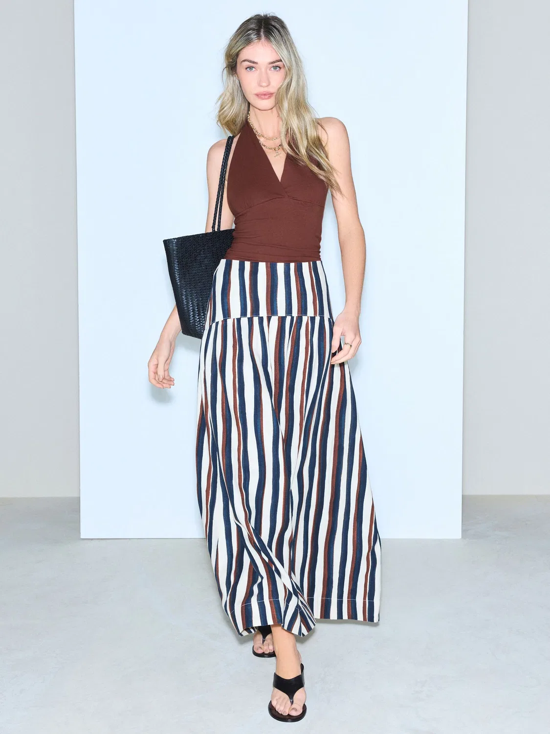 Топ с запахом на шею, модель Ruched Side Halter Neck Next, шоколадно-коричневый — фото 3
