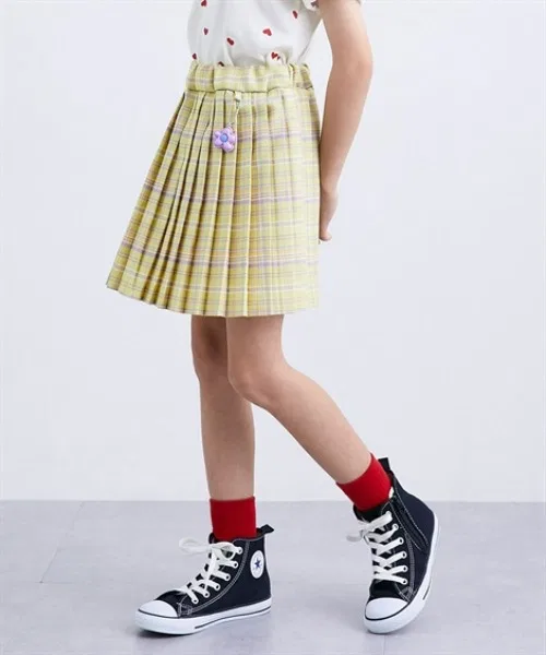 Детская юбка плиссе с чеком и цветочным шармом QUNTSTYLE, Yellow