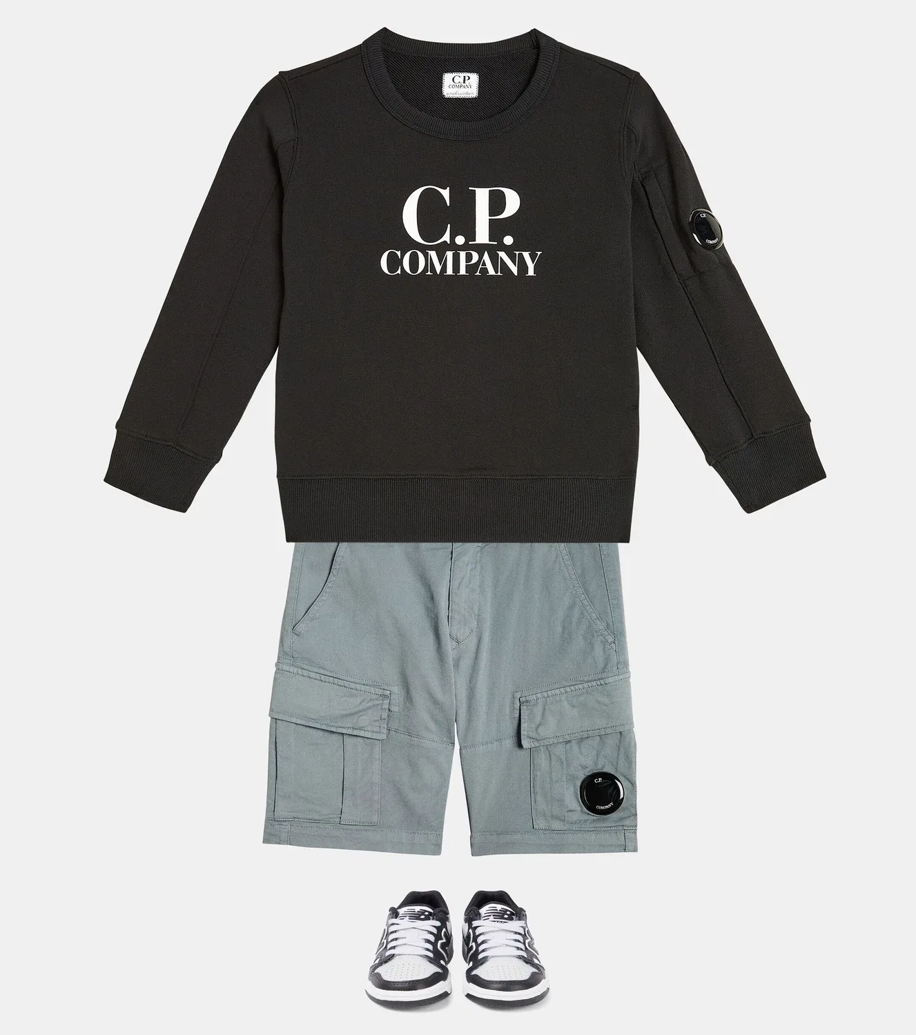 Шорты карго из хлопкового габардина C.P. Company Kids, серый — фото 2