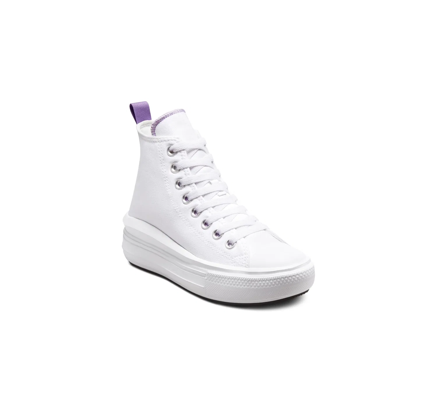 Детские кроссовки для девочек на платформе Chuck Taylor All Star Move Platform Converse, White Purple Pixel — фото 4