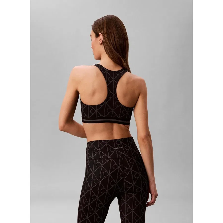 Спортивный бюстгальтер с принтом Icon Sport Medium Support Bra Calvin Klein, Черный — фото 3