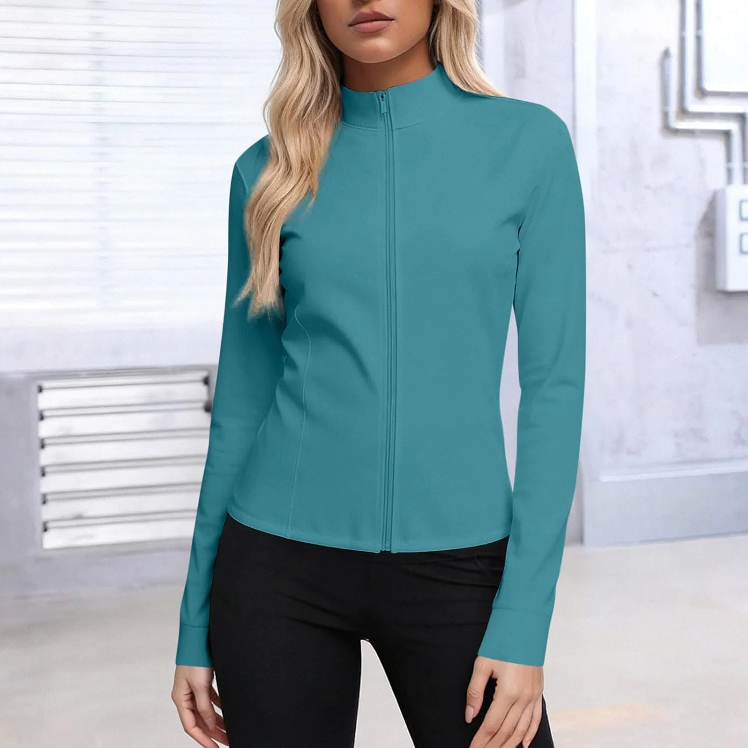 Женская солнцезащитная футболка с полузастежкой UPF50+ Rash Guard, Green — фото 2