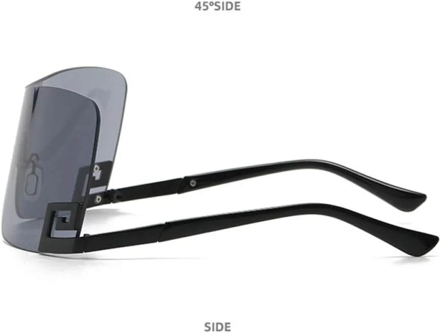 

Модные роскошные солнцезащитные очки большого размера без оправы для женщин и мужчин, винтажные панк-очки, трендовые цельные очки TYUVIVO, Gradient Brown