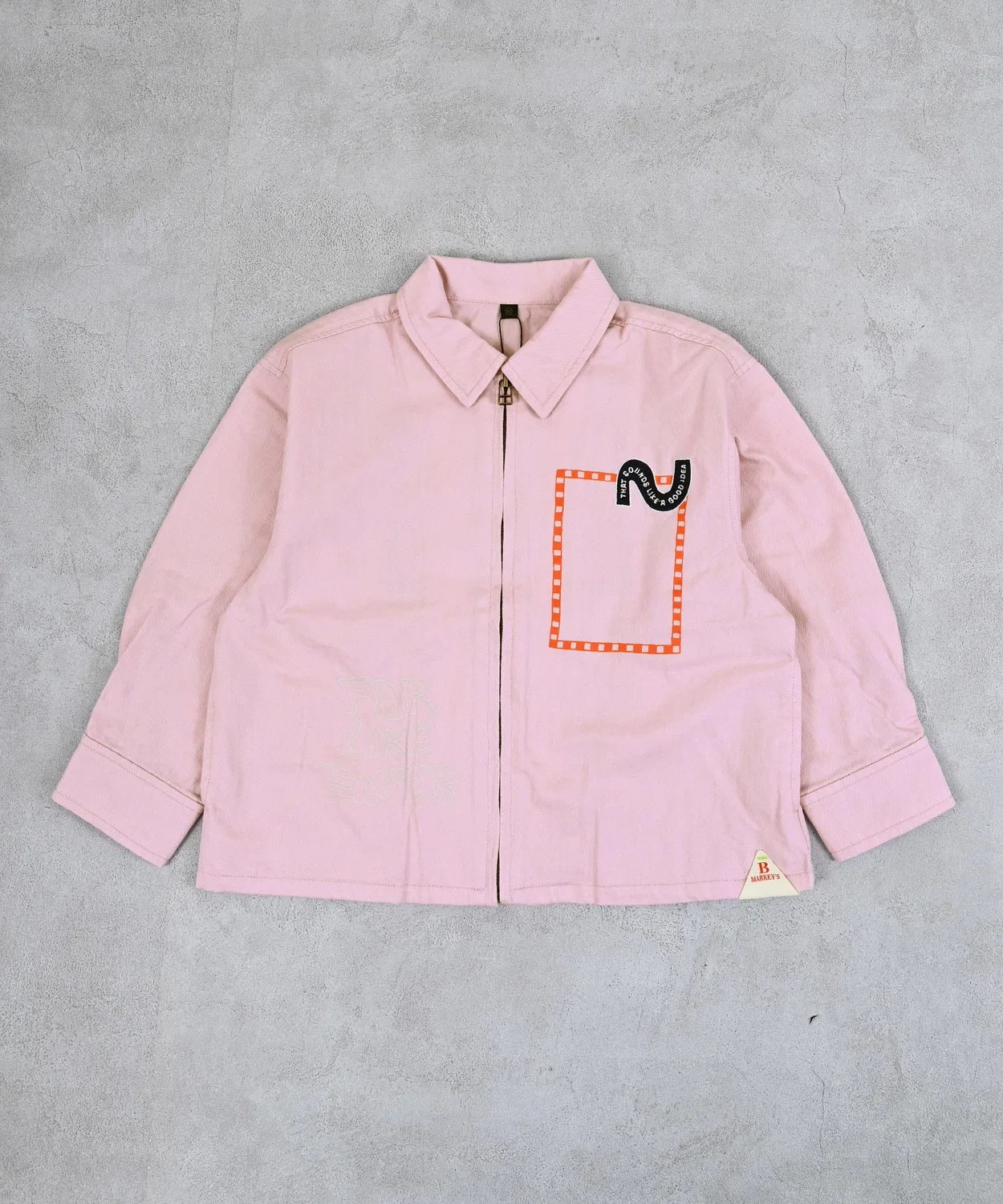 Детская куртка с принтом и вышивкой Herringbone Twill MARKEY'S, Light Pink