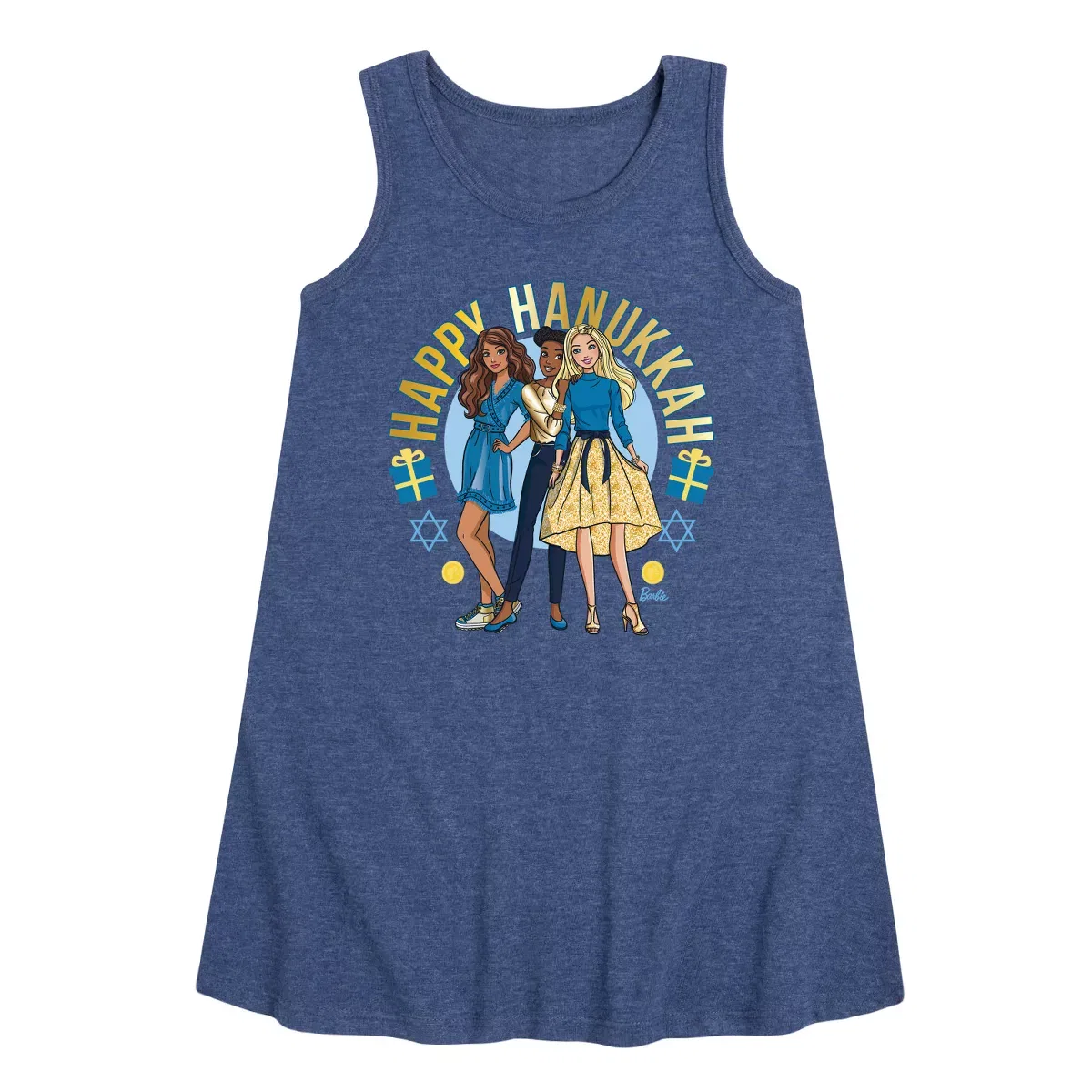Детское платье-трапеция без рукавов Barbie and Friends Holiday Barbie, Heather Navy