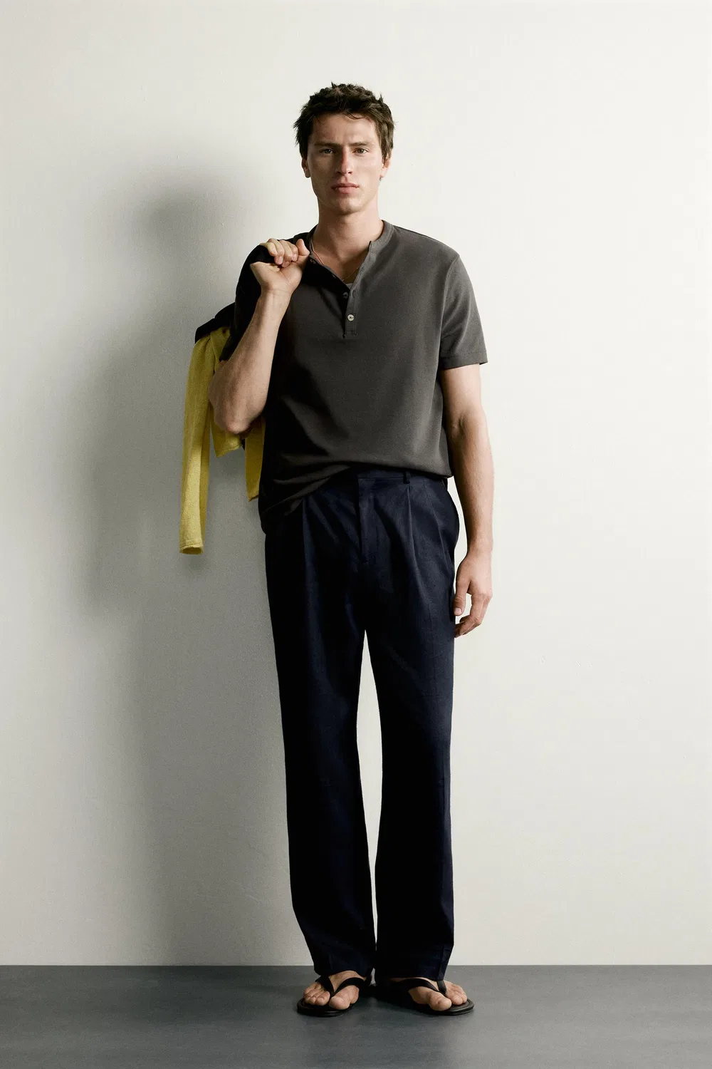 Футболка Henley стандартного кроя ZARA, Brown