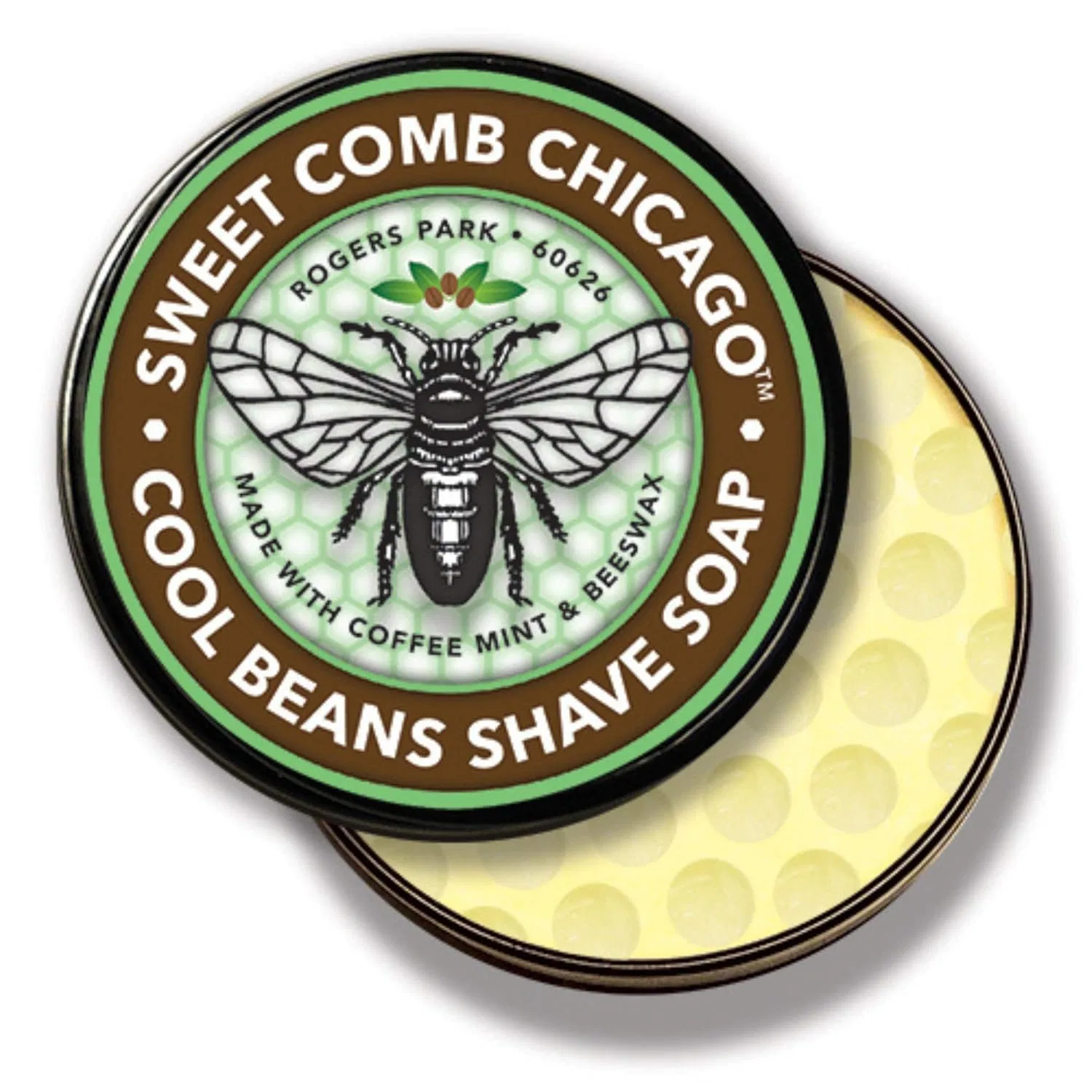 Мыло для бритья Cool Beans Rasierseife, Kaffee & Pfefferminz, Sweet Comb Chicago, 30 г