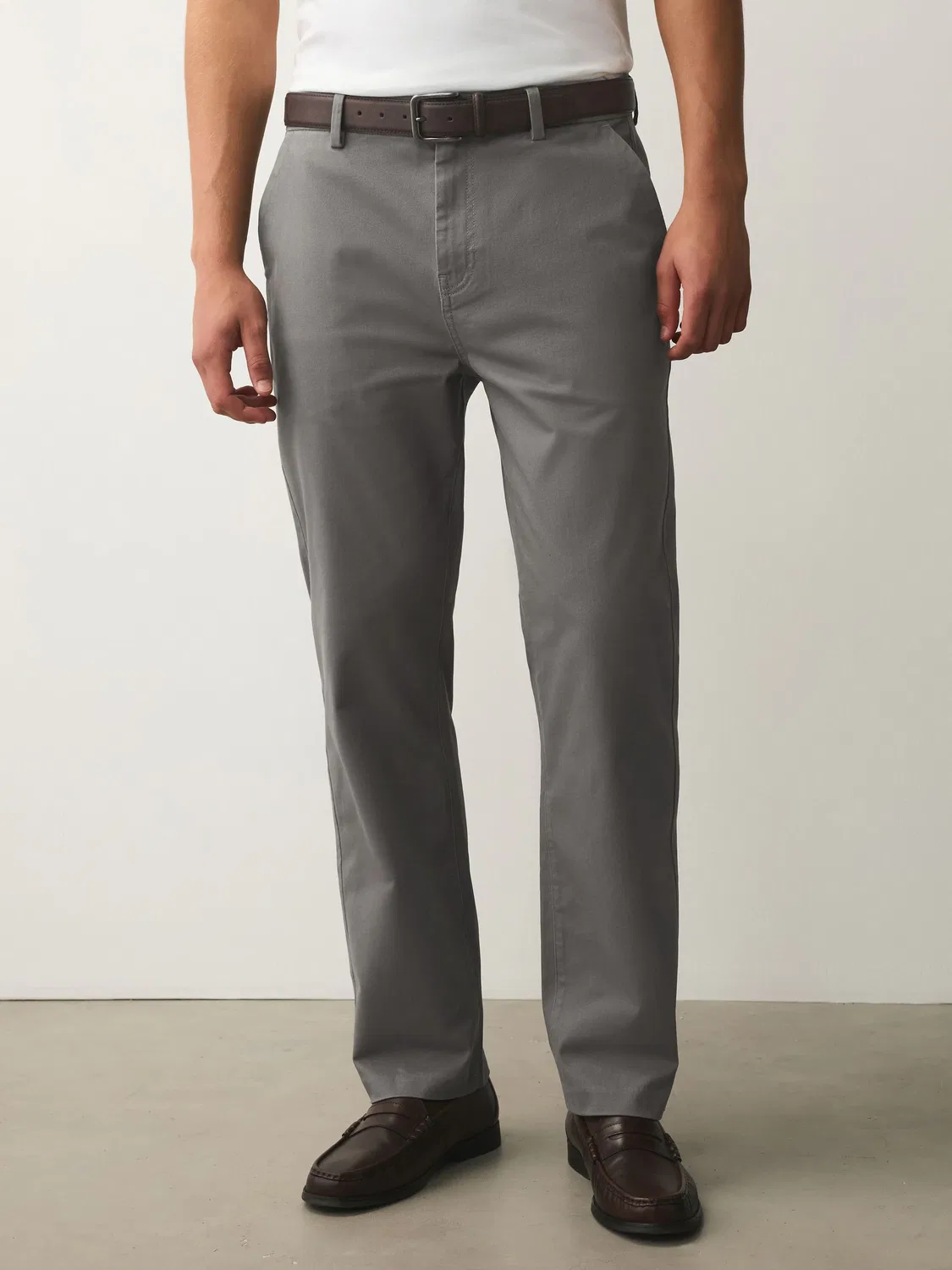 Чиносы со свободной посадкой с поясом, Light Grey Next
