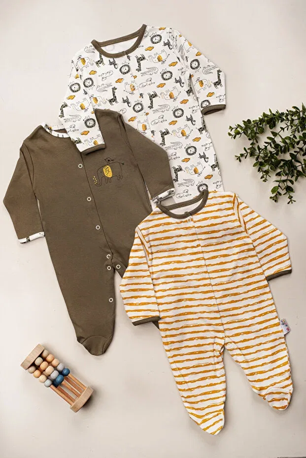 Детский для мальчиков комплект комбинезонов с принтом Safari Patterned Defne Lina Baby, Multicolor