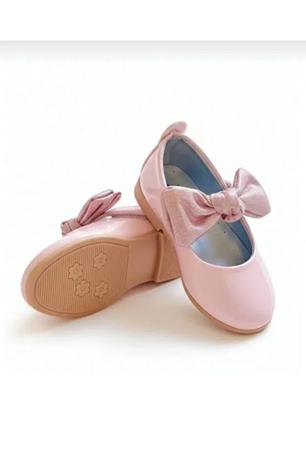 Детские балетки для девочек из лакированной кожи Ege Kids, Powder — фото 2