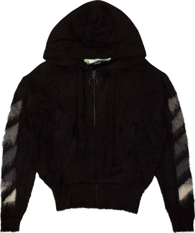 

Худи Off-White Brushed Mohair Zip Hoodie 'Black', черный