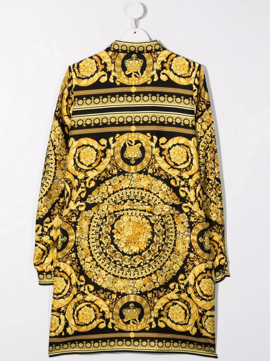 Платье из шелка с принтом Barocco для девочек Versace, черный — фото 3