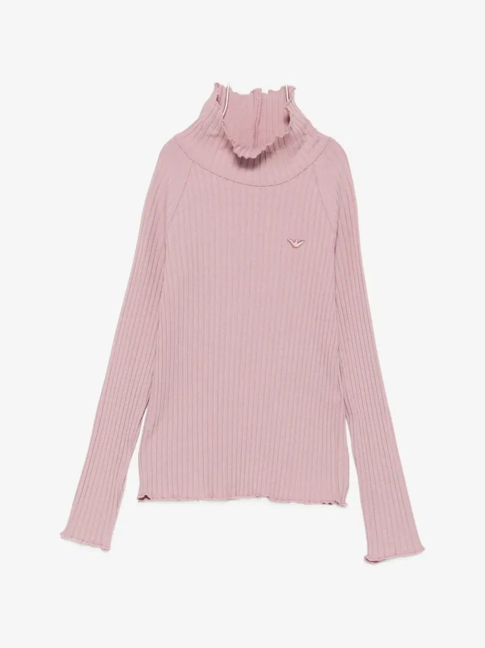 Топ в рубчик с волнистым краем Emporio Armani Kids, розовый