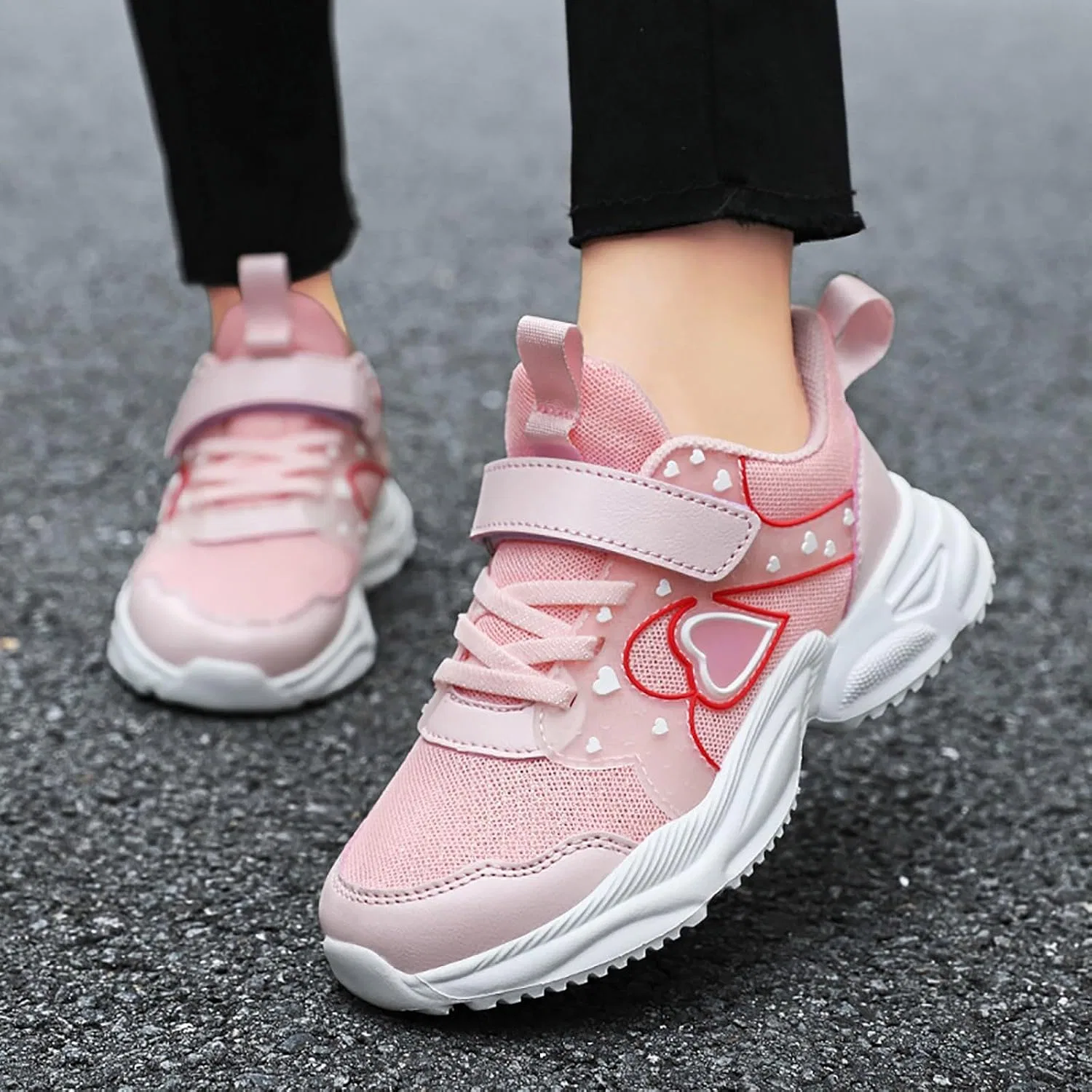 Детские кроссовки с принтом легкие дышащие для бега, Pink — фото 4