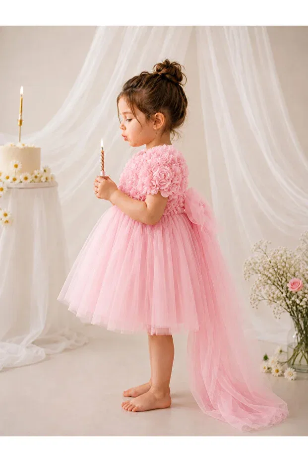 Детское платье для девочек с коротким рукавом 2Kids2Mom, Candy Pink