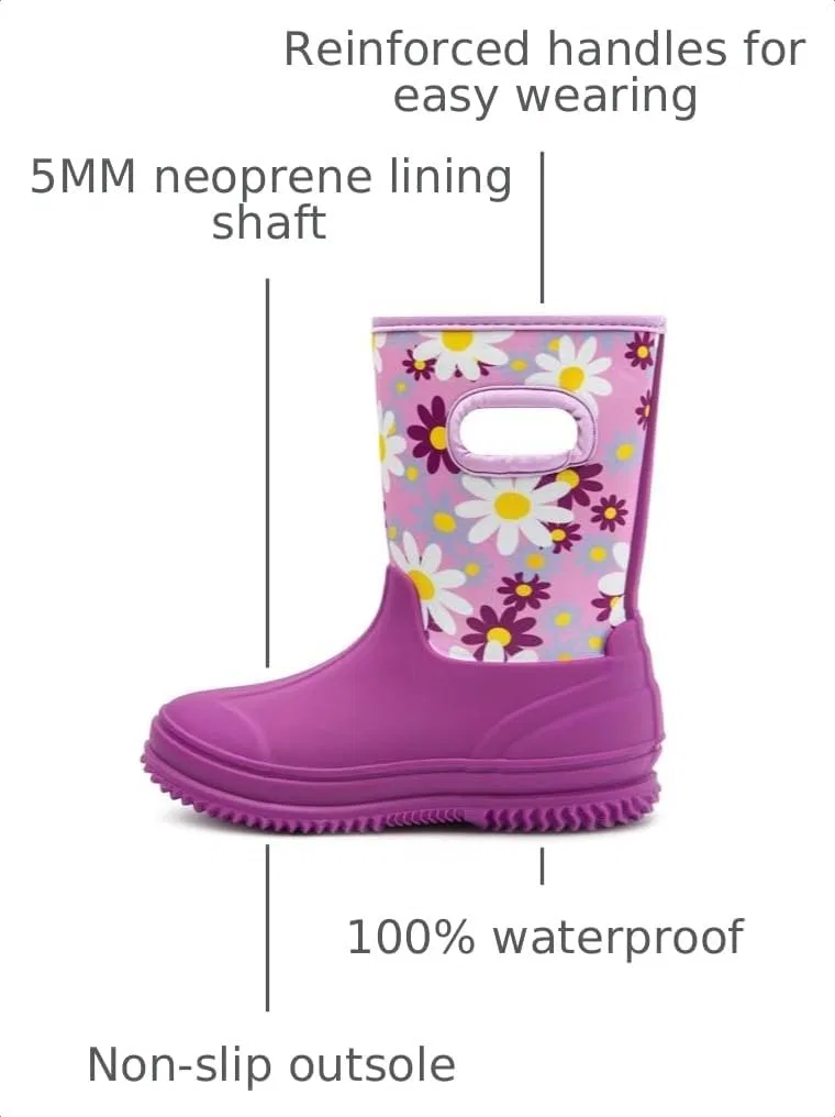 Детские сапоги для девочек водонепроницаемые HugRain, Flower Purple — фото 3