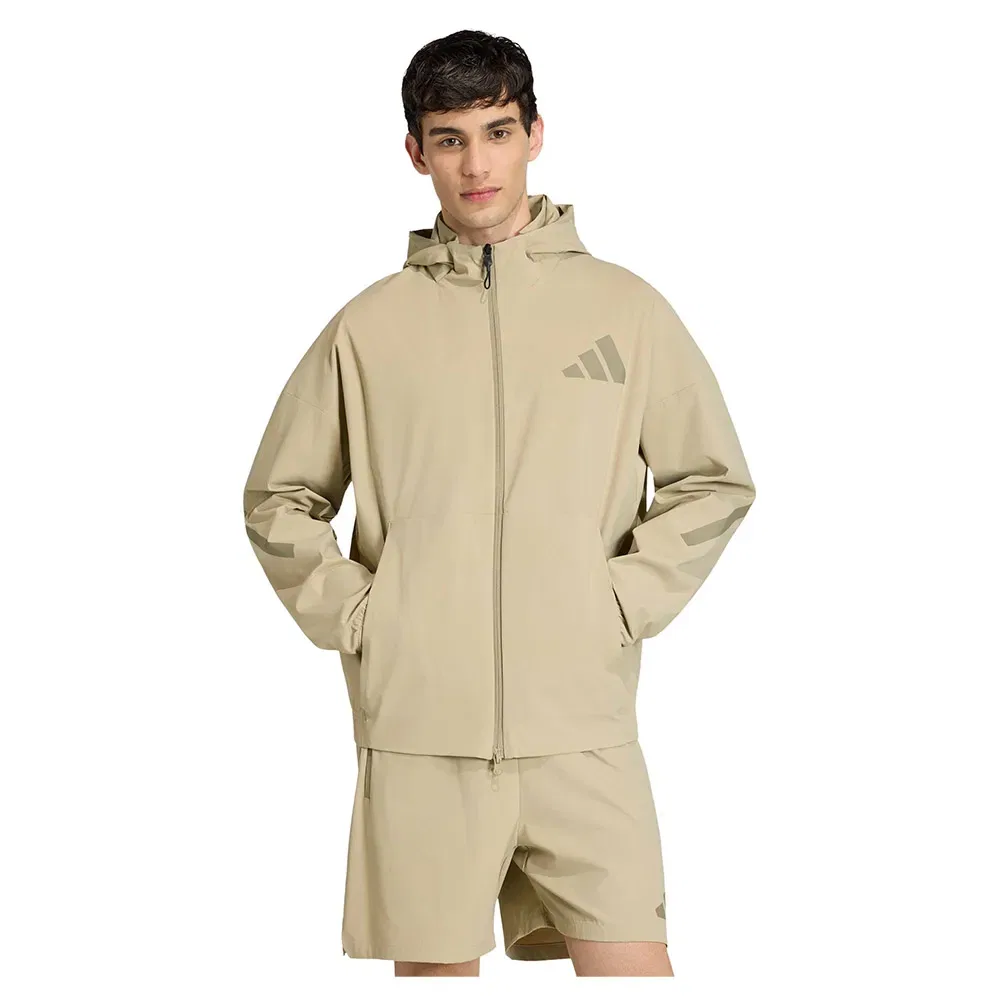 Худи на молнии Adidas ZNE Woven, бежевый