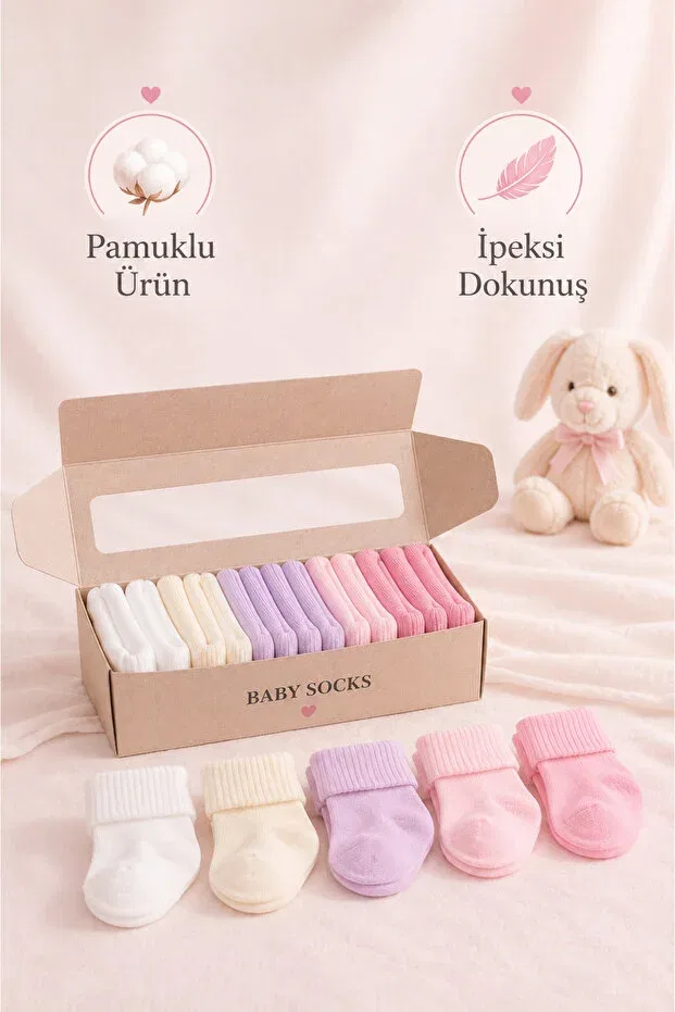 Детские носки для новорожденных хлопковые 5 пар Hobins Sportswear & Company, Pink And Purple Set
