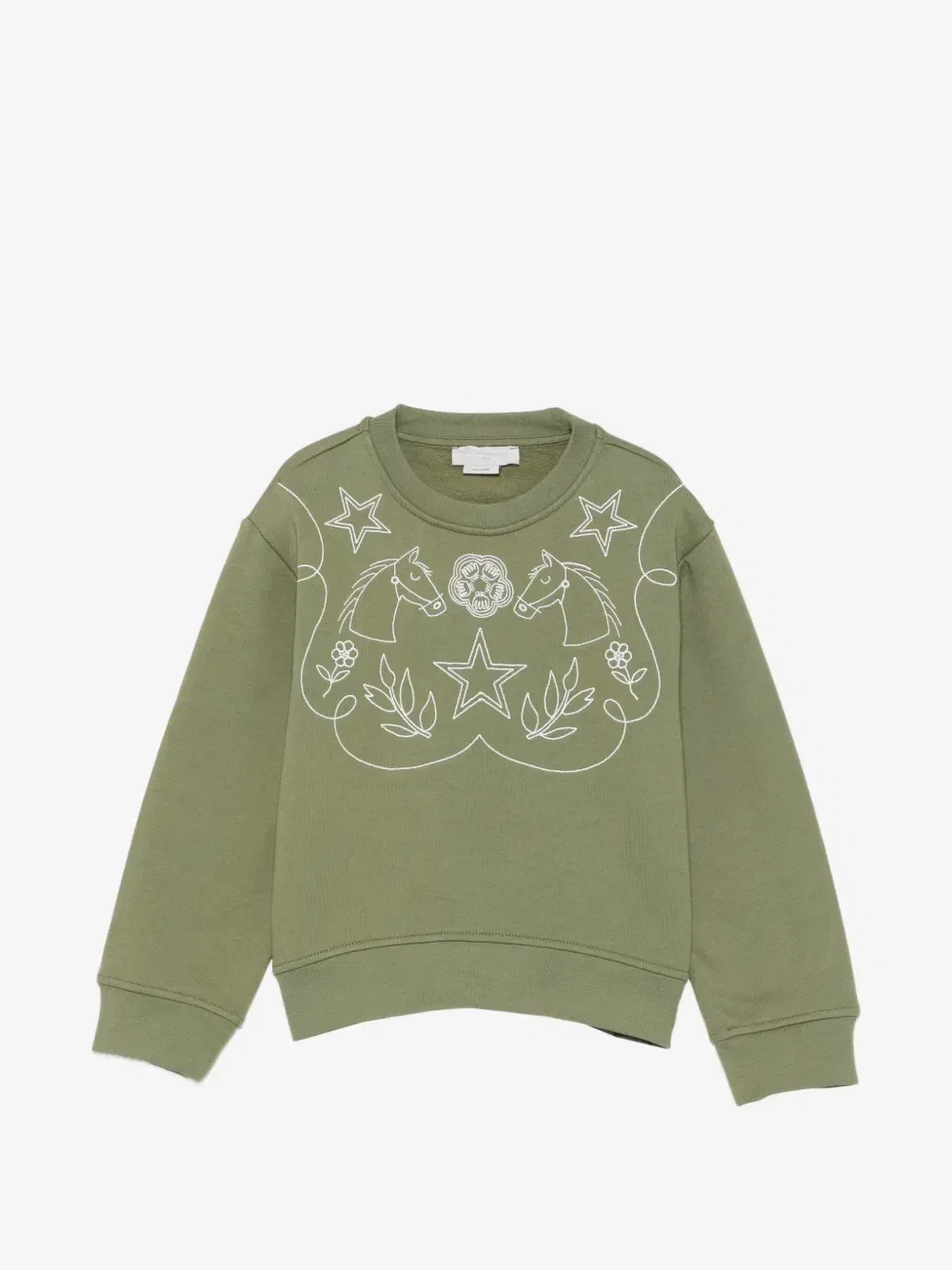 Свитшот с вышивкой в виде лошади Stella McCartney Kids, зеленый