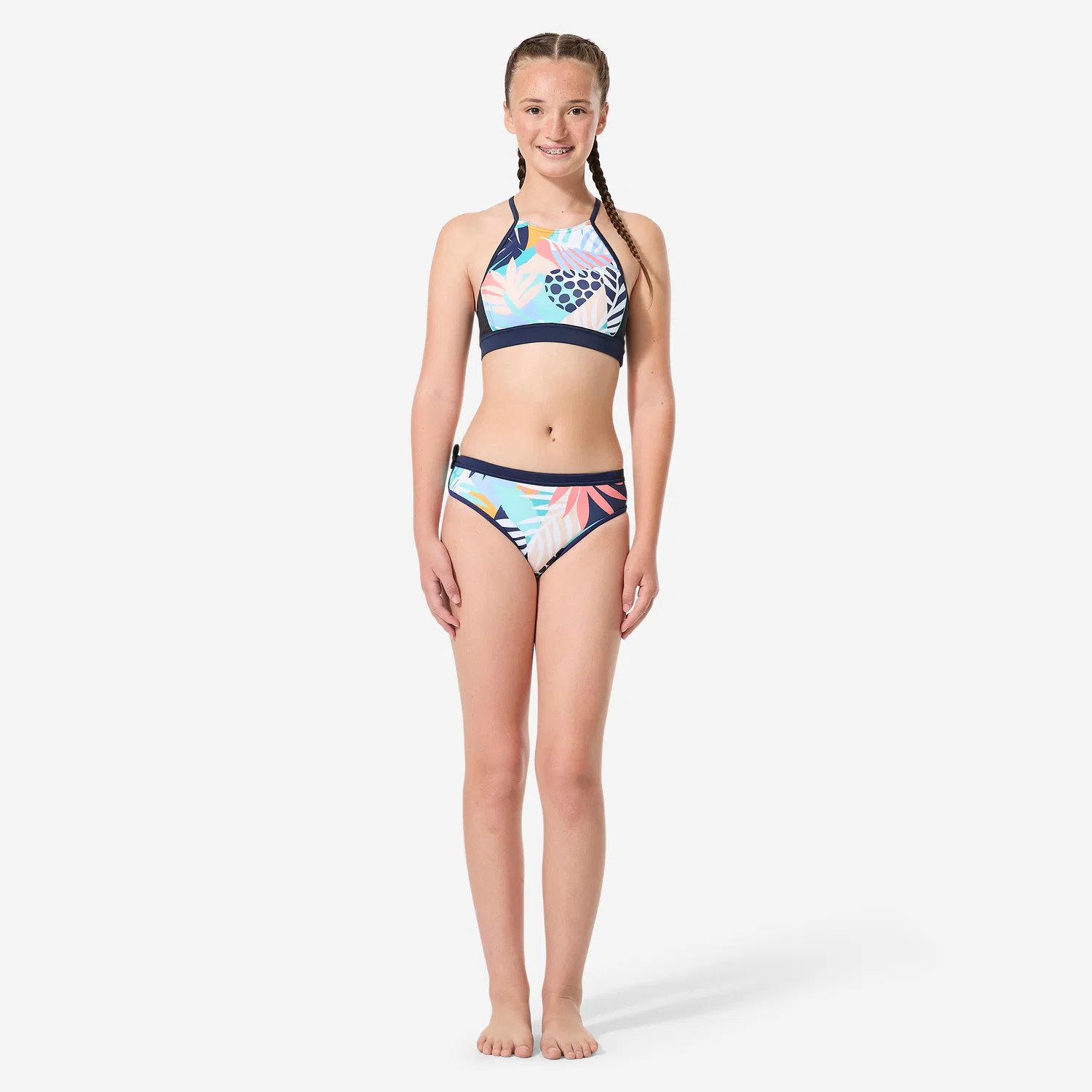 Детское бикини-бюстье для серфинга Madchen 900 Baha Palmy Decathlon, Blau — фото 2