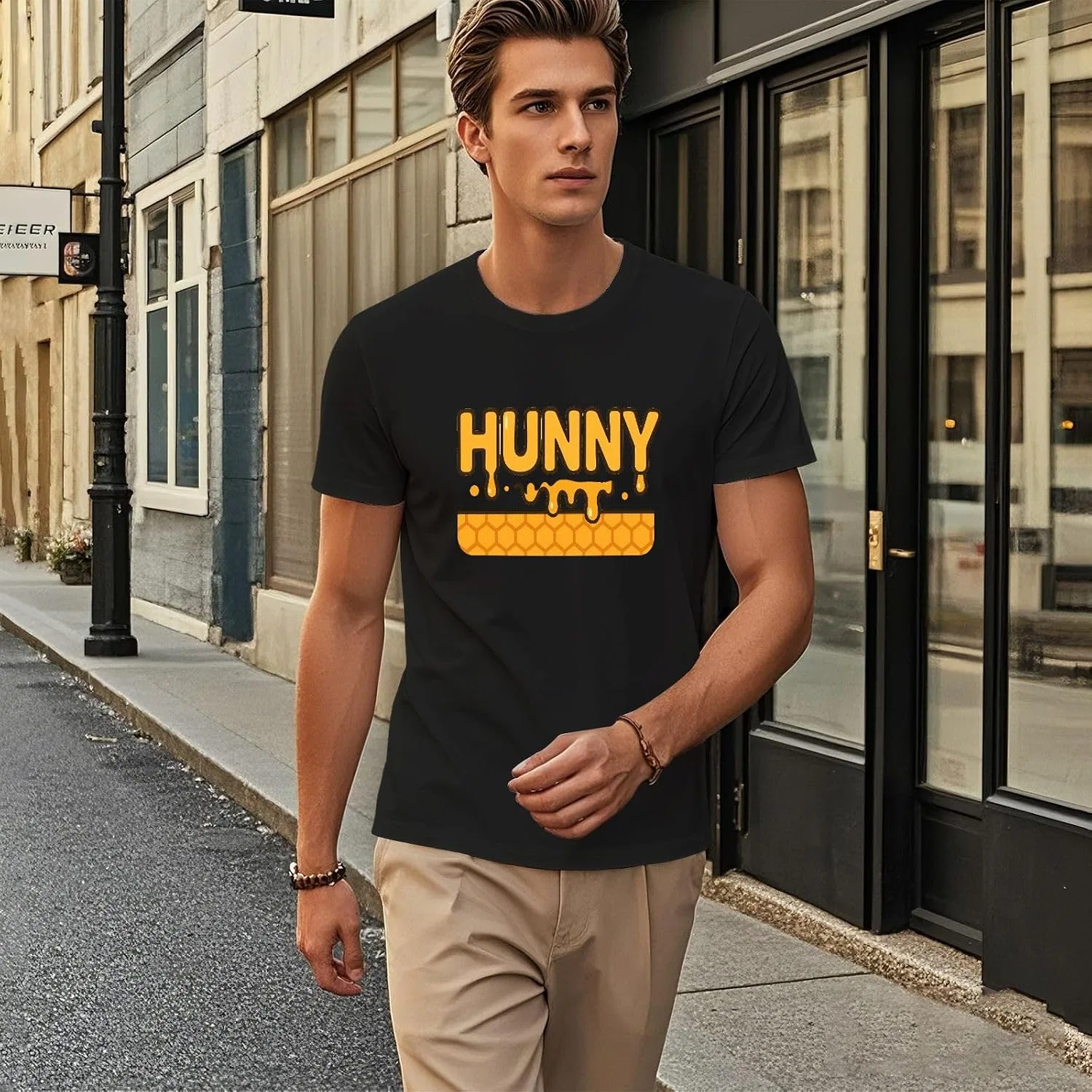 Мужская футболка с графическим принтом Sweet Hunny Shirt-003, Allblack — фото 4