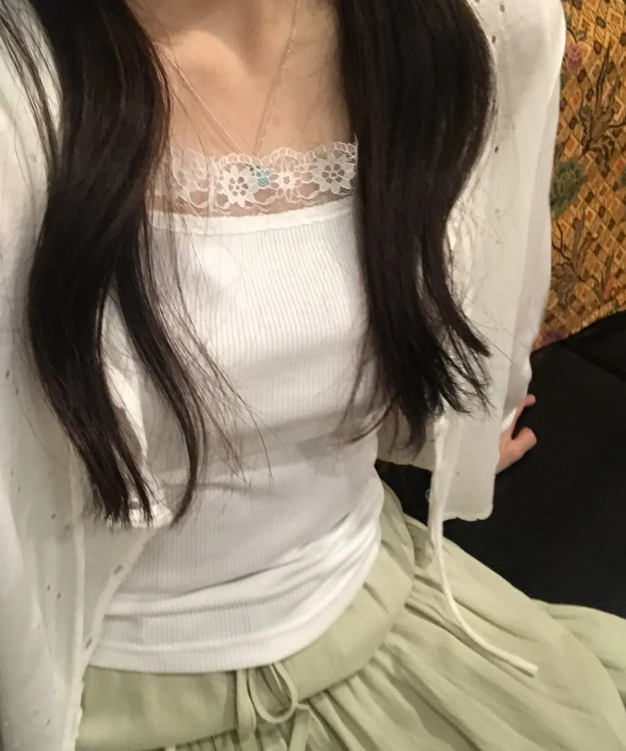 Детский топ-комбинезон без рукавов с кружевом, модель Angel Camisole, mineng, Ivory