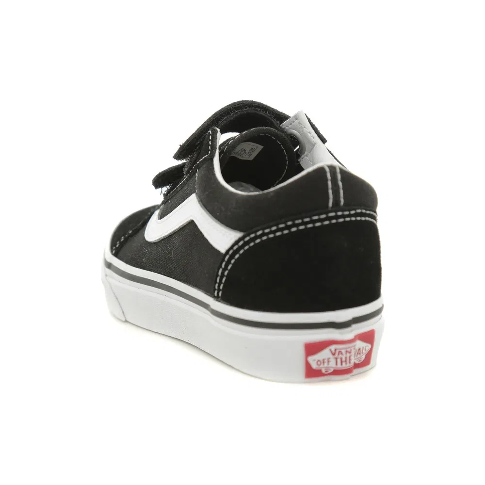 Детские кроссовки на шнуровке с плоской подошвой Old Skool V Black Vans — фото 3