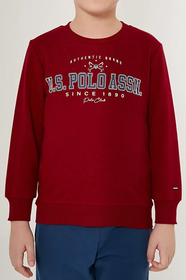 Детский спортивный комплект для мальчиков с принтом U.S. Polo Assn., Burgundy — фото 4