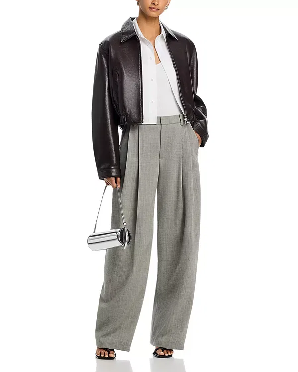 Женские шерстяные брюки Mid Rise Tailored Pants Alexander Wang, Light Heather Grey — фото 2