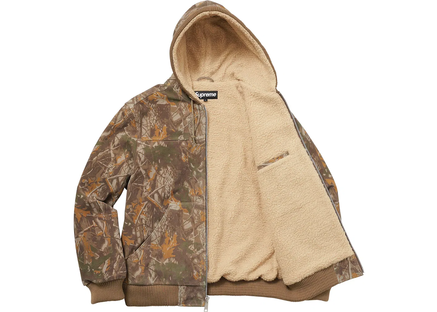Мужская куртка с принтом Supreme Hooded Suede Work Jacket Tree Camo, Tree Camo — фото 2