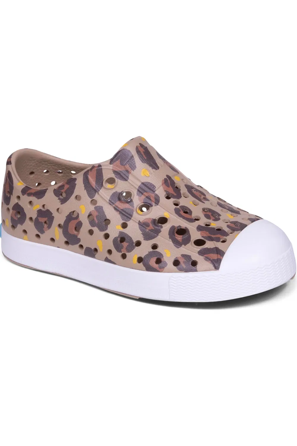 Детские кеды водонепроницаемые slip-on Jefferson Native Shoes, Tan/White/Leopard — фото 3