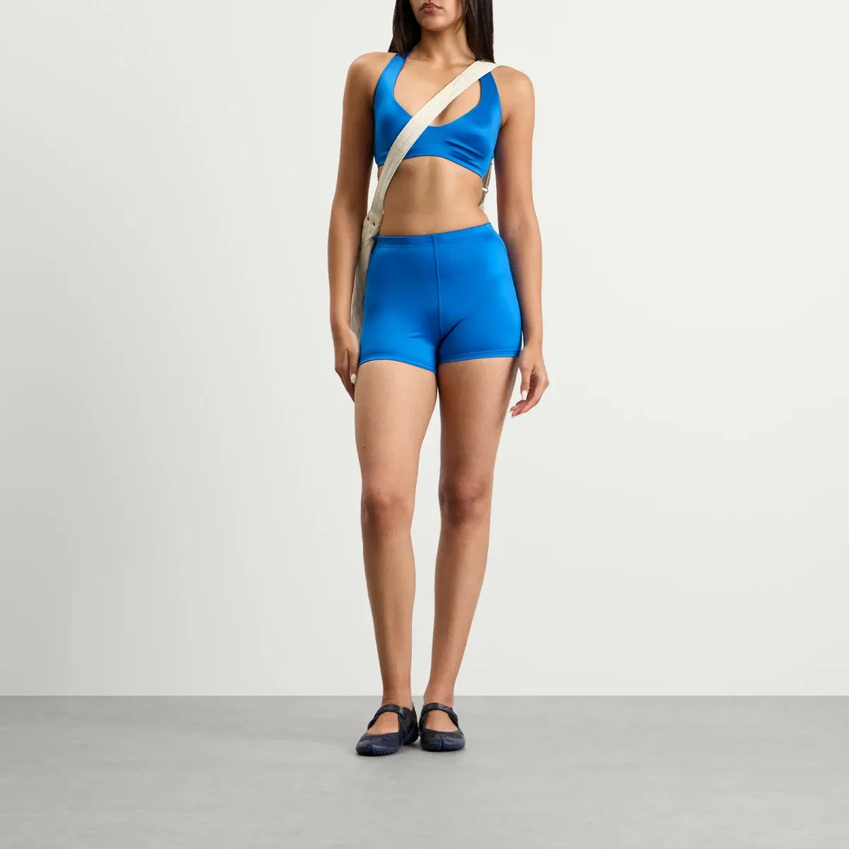 Шорты с блеском, средняя посадка, с внутренним шнурком, модель X skims shine drawcord boy short 2 inch Nike, Cobalt — фото 4