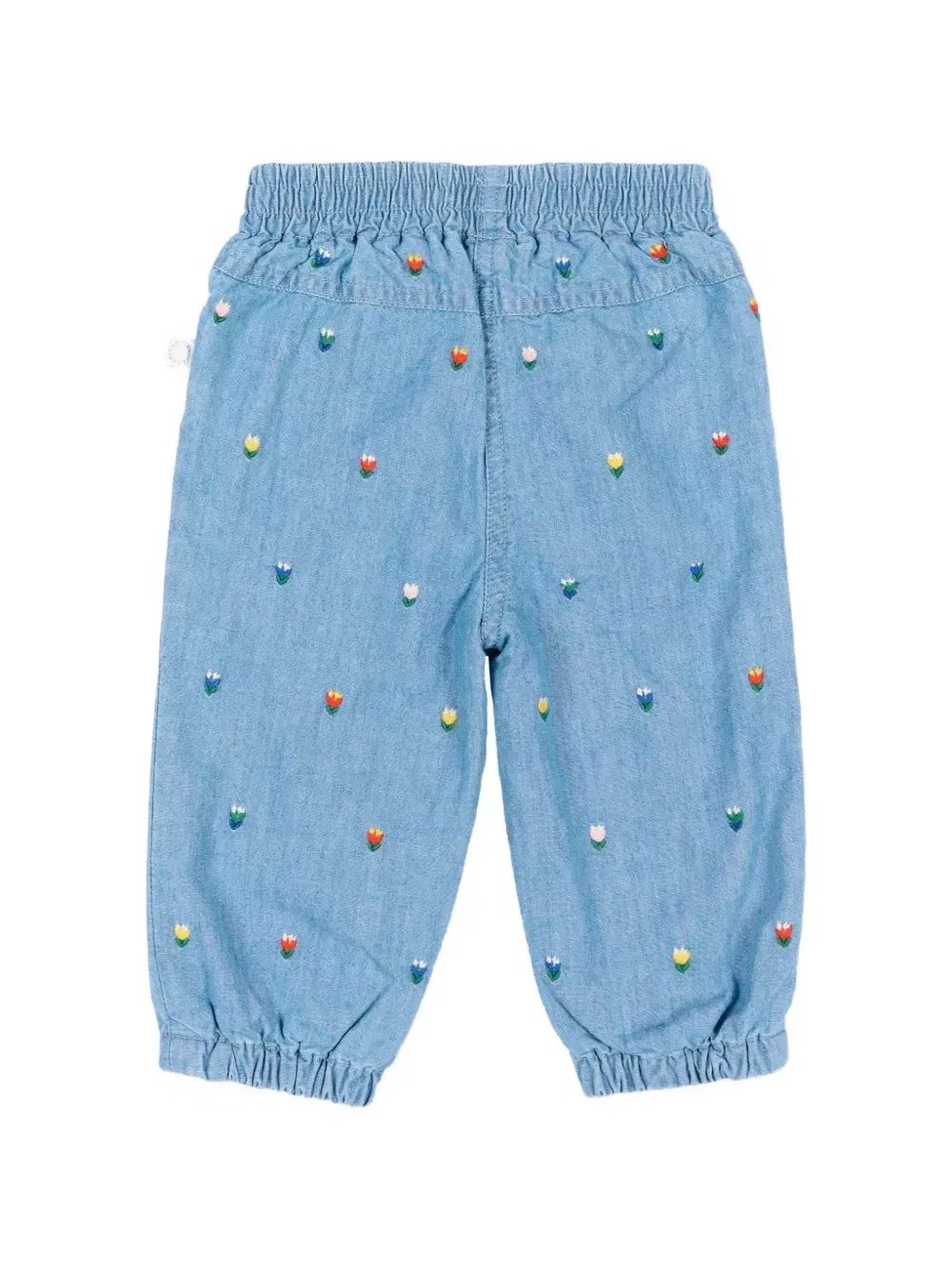 Джинсы на резинке с вышитым цветочным узором Stella Mccartney Kids, синий — фото 2