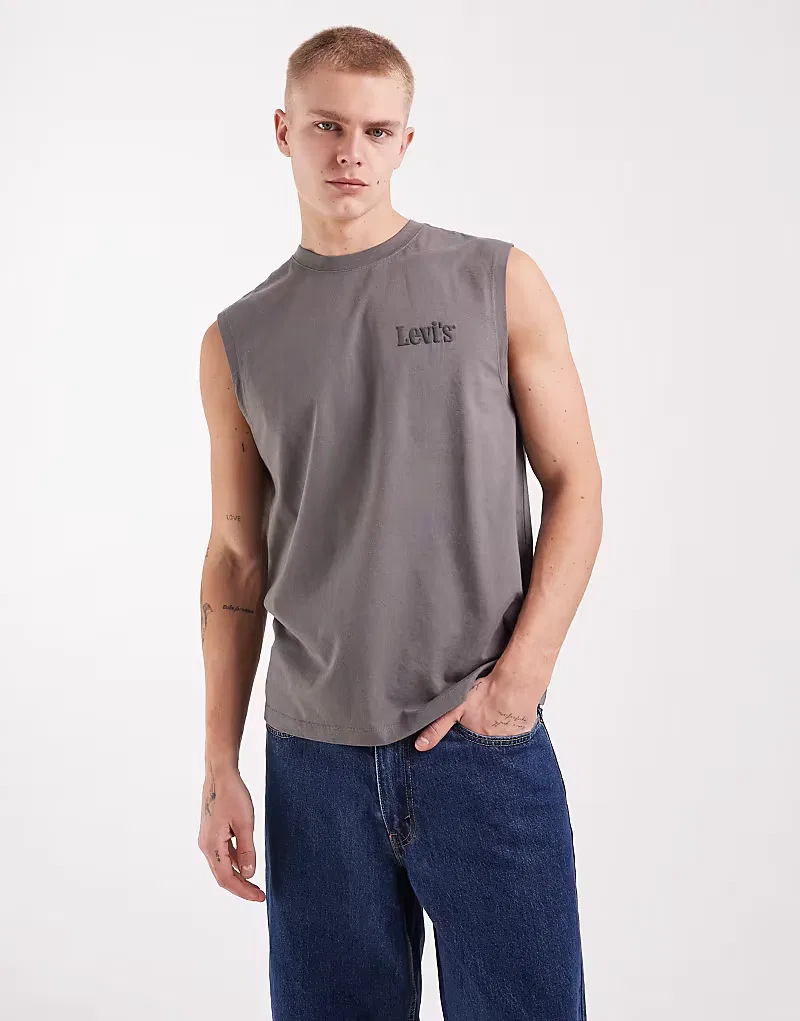 Майка Levi's с логотипом на груди, темно-серый