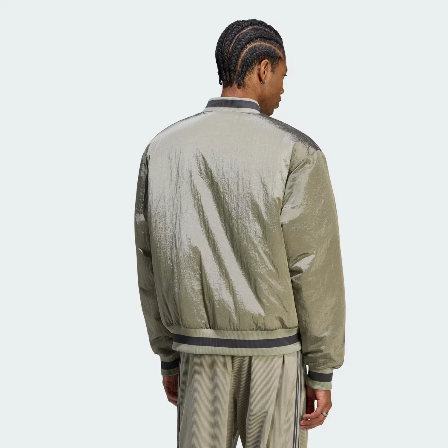 Мужская куртка-бомбер свободного кроя Shiny Originals Adidas Originals, Silver Pebble — фото 2