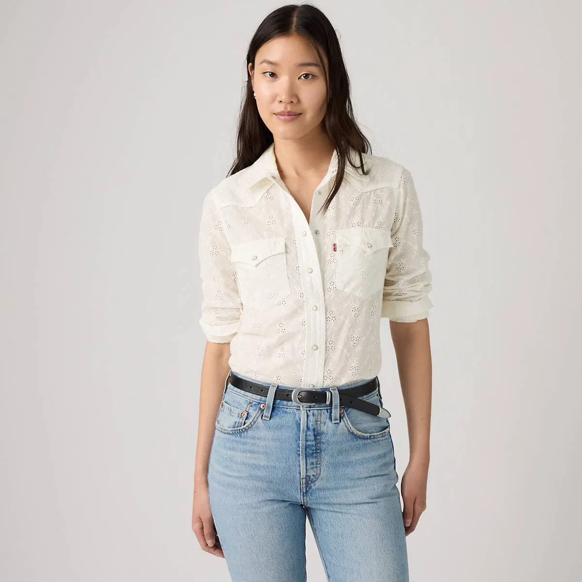 Классическая джинсовая рубашка в западном стиле на пуговицах Levi's, Cloud Dancer - White