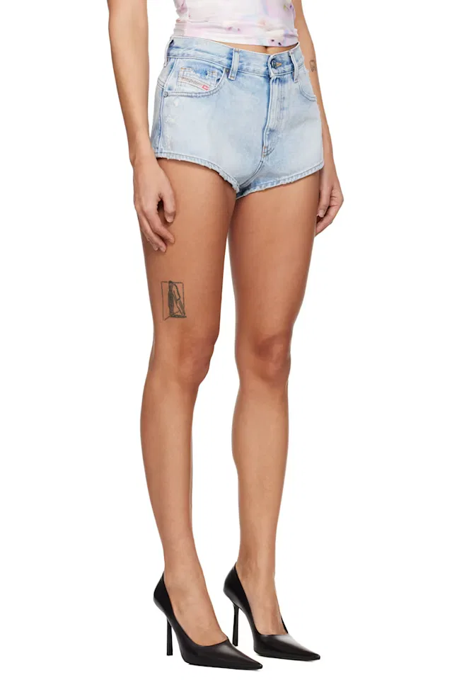 Синие джинсовые шорты с рваными краями Diesel — фото 2