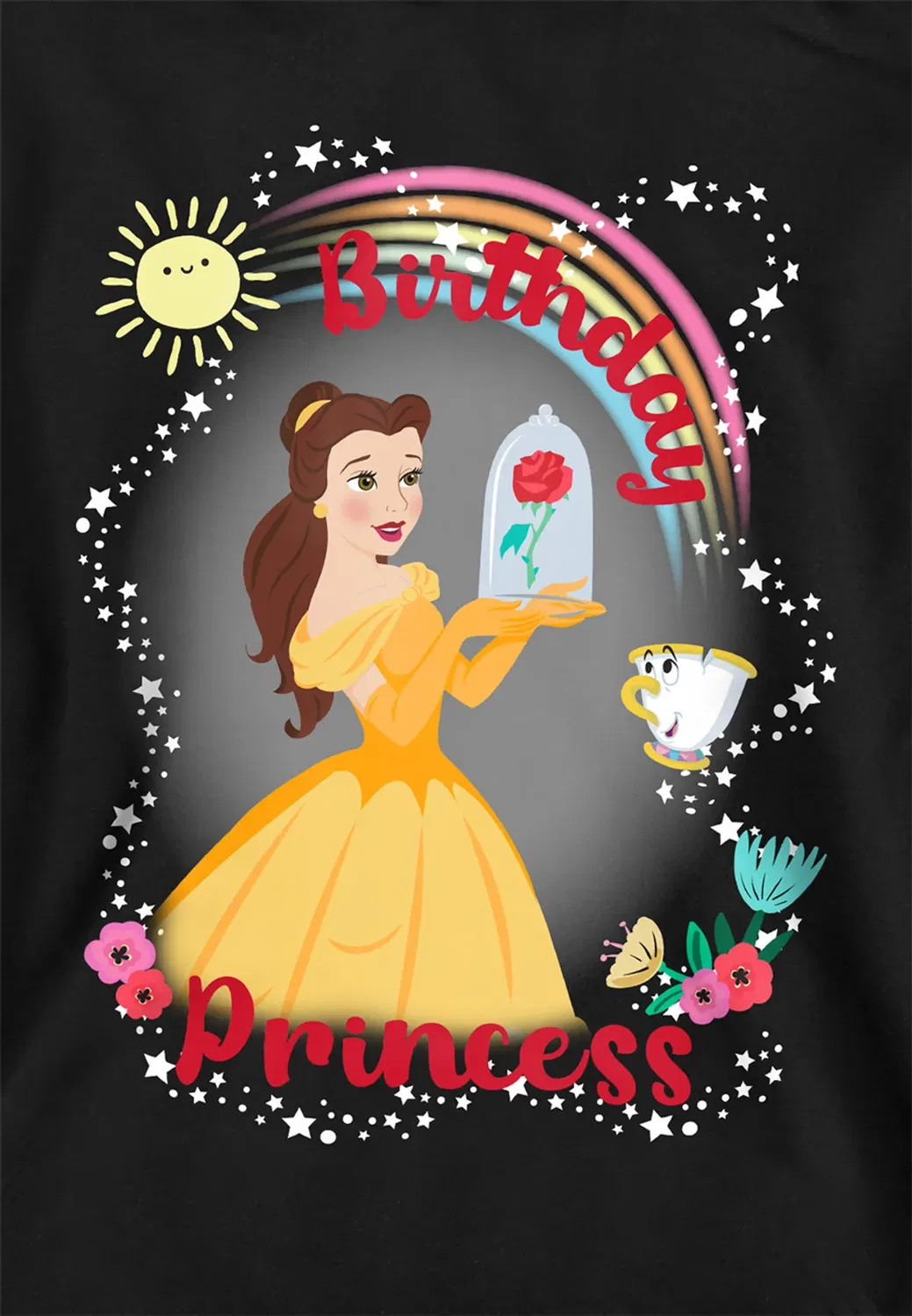 Детский худи с принтом Beauty and the Beast Birthday Princess Disney, Black — фото 2