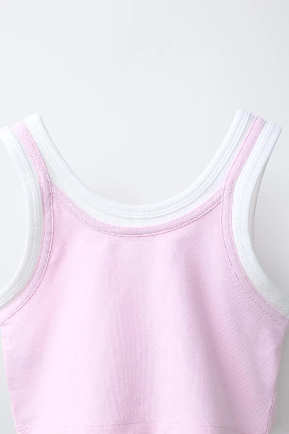 Контрастный двухслойный топ ZARA, Pink — фото 4