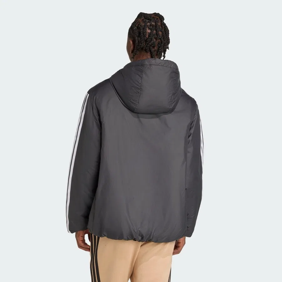 Мужская утепленная куртка с капюшоном Essentials CLIMAWARM 3-Stripes adidas, Черный — фото 2