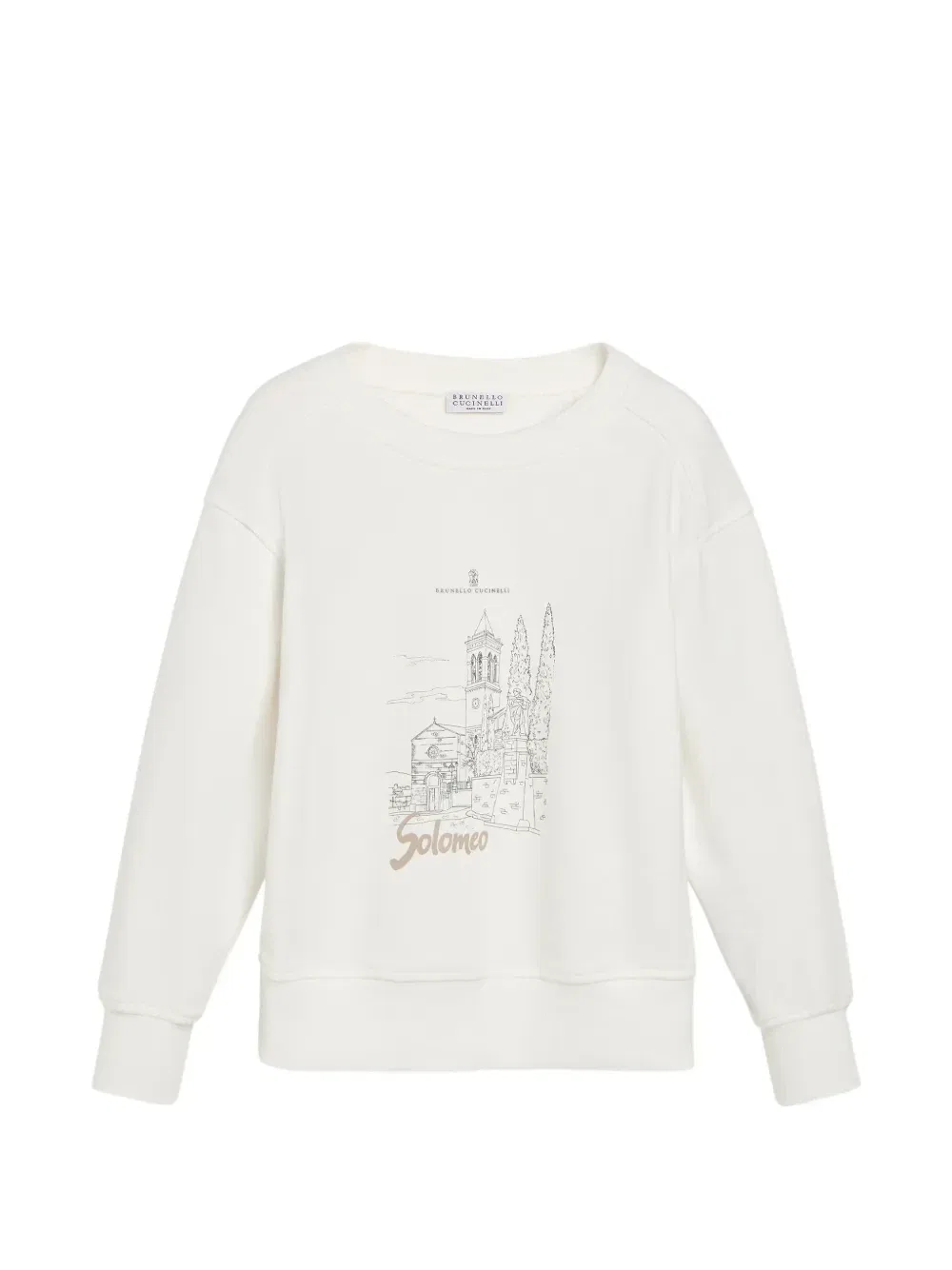 Махровая толстовка с принтом Brunello Cucinelli Kids, бежевый