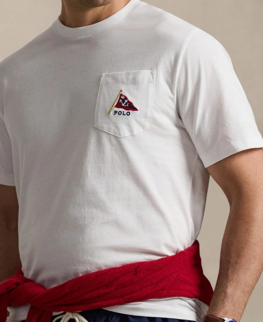 Футболка классического кроя с вышивкой Polo Bear и флагом Polo Ralph Lauren, Newport Bear White — фото 4