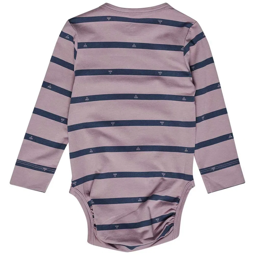Детское боди для девочек с длинным рукавом Mini Stripy Bee Hummel, Purple — фото 2