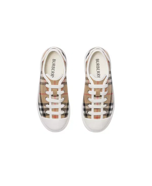 Детские кроссовки для девочек с принтом Burberry, Sand Beige — фото 4