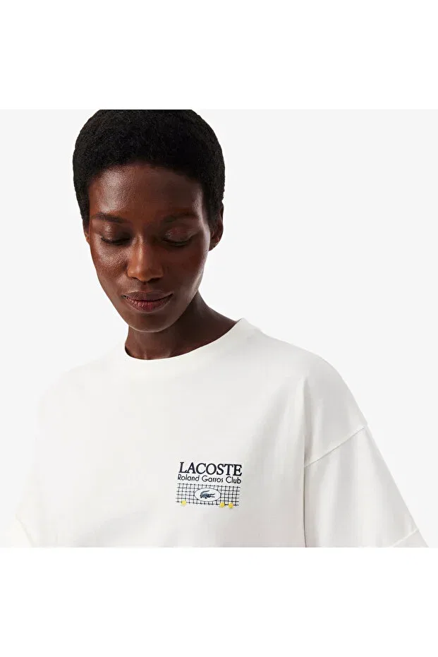 Футболка Lacoste 70V White, свободного кроя, с графическим принтом, белая — фото 2